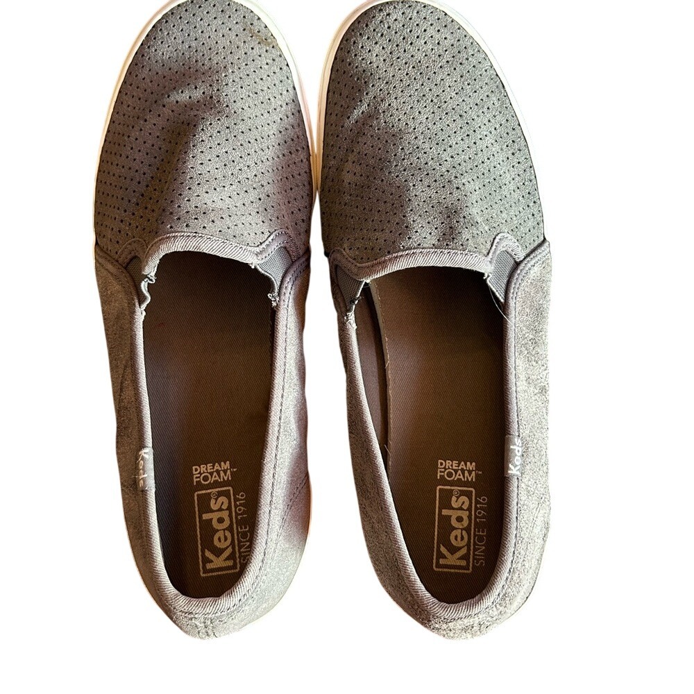 Keds Dream Foam Perforated Suede Slip On Sneakers‎ Gray Women Size 11